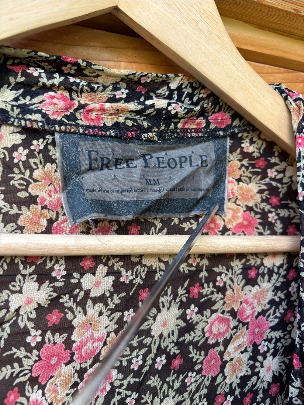Free People Vintage Label Floral Bell Sleeve Boho Kimono Cardigan Medium - Picture 3 of 5
